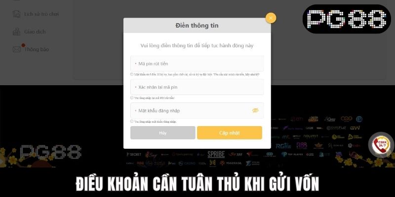 Hướng Dẫn Nạp Tiền PG88 Bằng Momo Chi Tiết Cho Dân Chơi Điều khoản cần tuân thủ khi gửi vốn